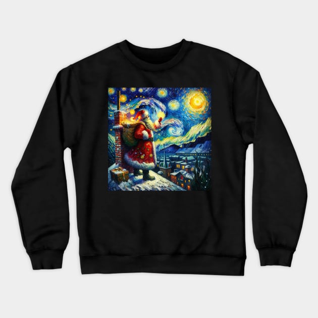 Stellar Santa - Starry Night Sky Holiday Art Prints Crewneck Sweatshirt by Edd Paint Something